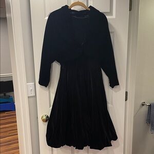 Vintage Black Velvet Dress with Shrug Jacket